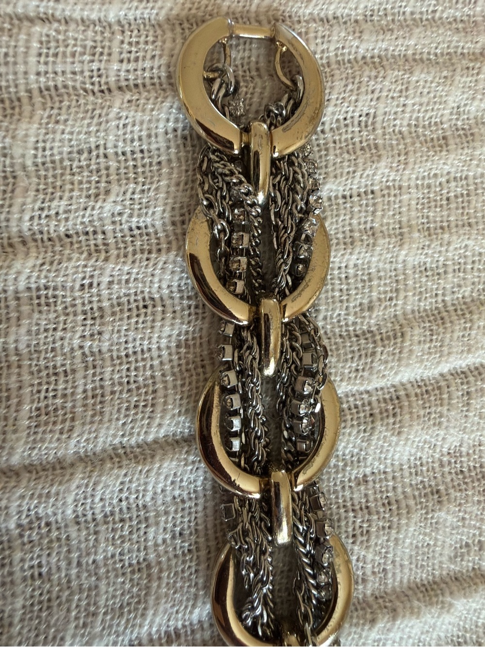Banana Republic Two-Tone Statement Bracelet Rhinestone Multi-Strand Link